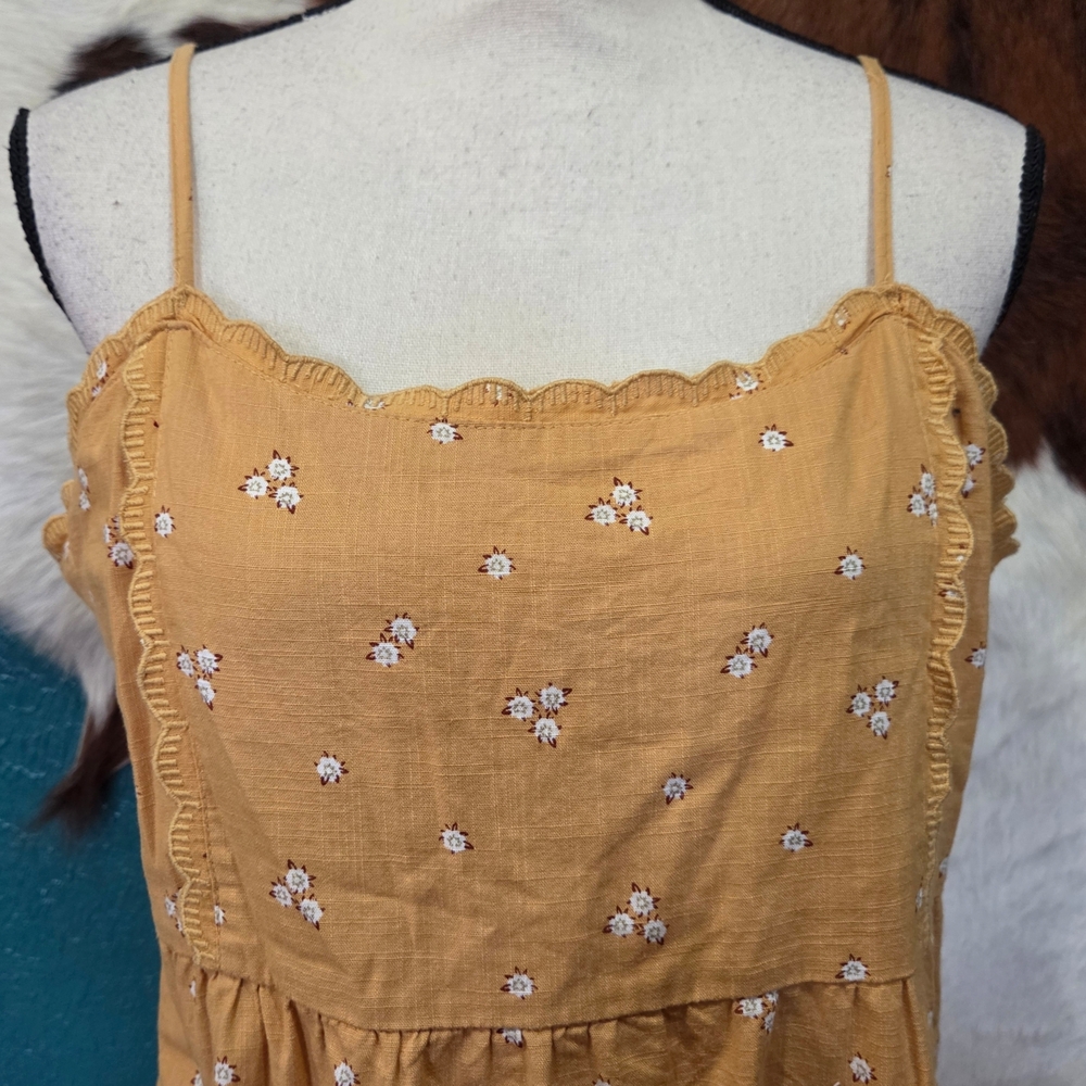 Aeropostale Mustard Floral Spaghetti Strap Tiered Dress - Picture 2 of 5